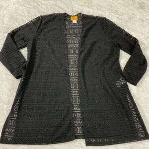 Black Lace Open Front Cover Up Top Size PM